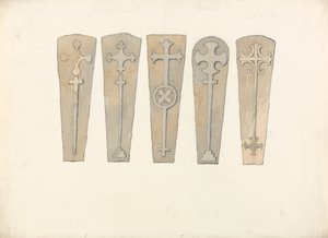Cinq couvercles de cercueils des églises de Norfolk - John Sell Cotman